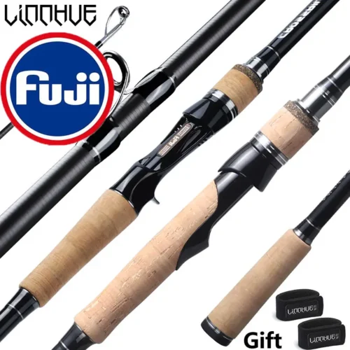 LINNHUE Fishing Rod TS Fuji Guide Lure Rod 1.68-2.7m 2/3 Section Carbon Fiber Light Spinning Rod Baitcasting Rod Gift Rod Cover