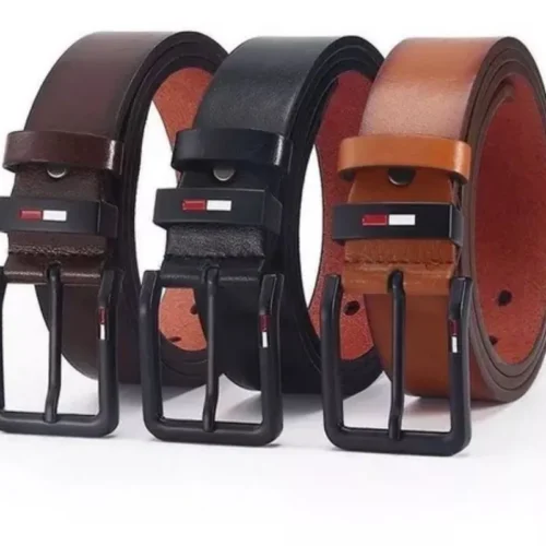 Men’s PU Leather Alloy Pin Square Buckle Belt BusinessLeisure Belts