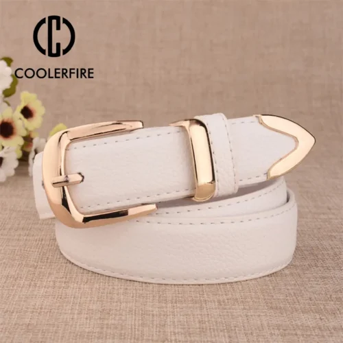 Fashion Women Leather Belts High Quality Gold Buckle Best Matching Dress Jeans Belts for Lady LB2146