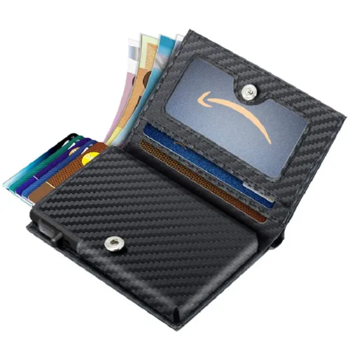 Carbon Fiber Leather Business Metal Aluminum Wallet for Men