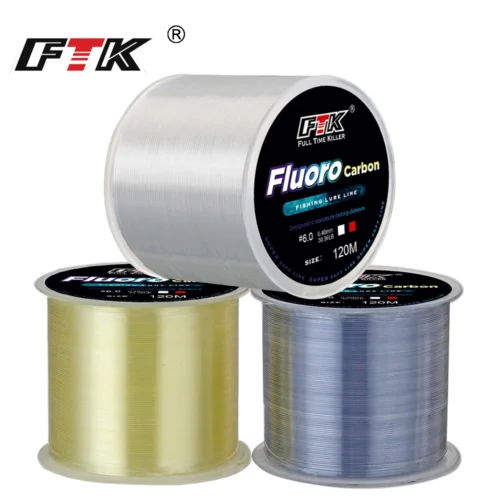 FTK 120m Fishing Line 0.2mm-0.6mm 7.15LB-45LB Fluorocarbon Coating Treatment Process Carbon Surface Nylon Molecules