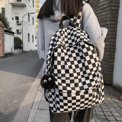 JOYPESSIE Fashion Girls Plaid Backpack Waterproof Leisure Shoulder Bag