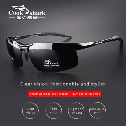 Cook Shark’s new aluminium magnesium sunglasses men’s sunglasses HD polarized driving drivers colour glasses tide