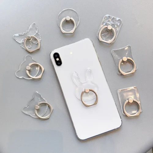 ​Universal Mobile Phone Holder Stand Finger Ring Magnetic For cute Cell Smart Phone Transparent holder for iPhone 11 12 XS MAX