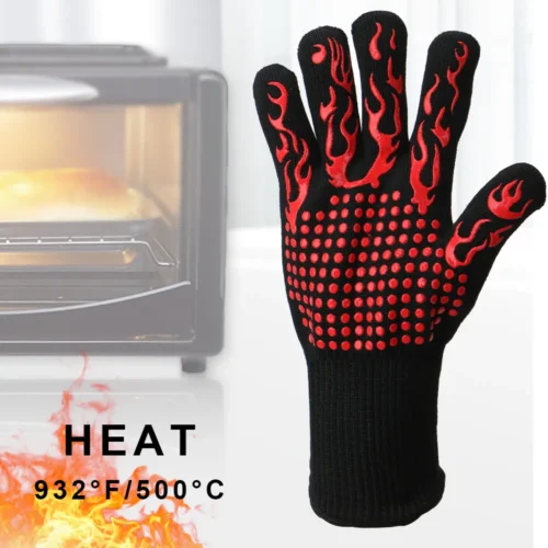Heat Resistant Oven Mitt/Gloves 300-500 Centigrade Flame Retardant BBQ Fire Gloves