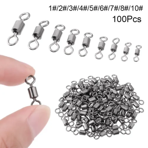 100PCS/Lot Fishing Swivel Connector Heavy Duty Stainless Steel Solid Ring Hook Connector Sea Fishing Tackle Accessories