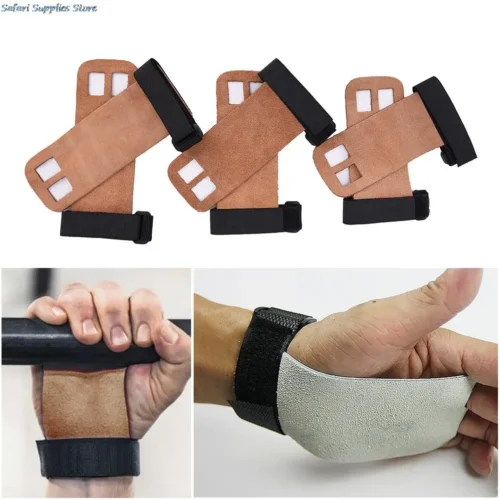 1 pair Grips crossfit gymnastics hand grip guard palm protectors glove Brown Pull up glove  Barbell grip Weight Lifting Glove
