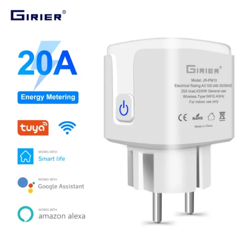 GIRIER Tuya Wifi Smart Plug 20A EU Smart Socket Outlet