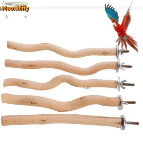 Parrot Stand Rod Toys Wood Fork Branch Perch Bird Cage