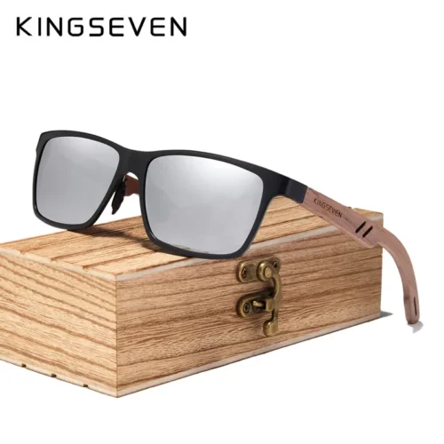 KINGSEVEN Wood Aluminum Sunglasses High-Quality Full-frame Men’s UV400 Polarized Glasses