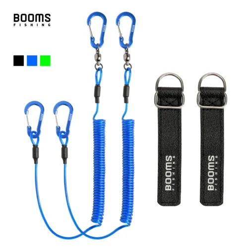 Booms Fishing T02RB1 Fishing Rod Tether Boat Kayak Paddle 2M Heavy Duty Elasticity Lanyard for Fishing Tools Rods Strap 4pcs/Set