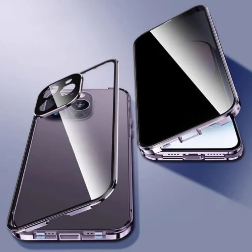 360° Protection Case with Magnetic Absorption Glass for iPhone