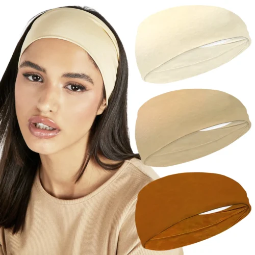 3Pcs Women Headband Solid Twist Cotton Wide Turban Knotted Headwrap Girls Hairband