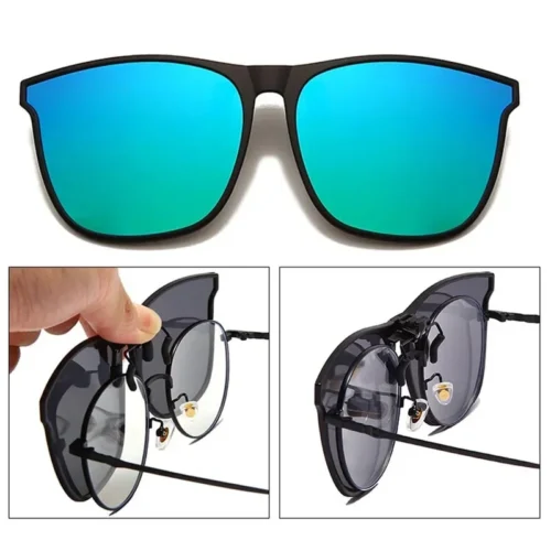 Polarized Clip-On Sunglasses Men Photochromic Car Driver Goggles Night Vision Glasses