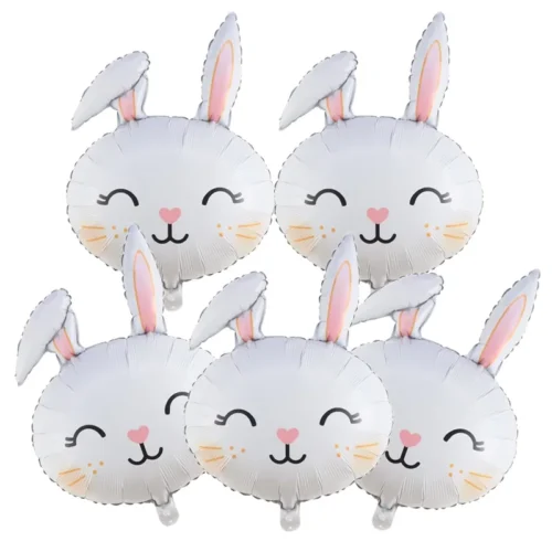 5pcs White Rabbit Bunny Foil Balloons