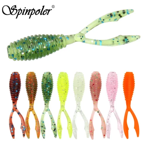 Spinpoler AJING Soft Fishing Lures Rockfish 10pcs/lot 0.3g 36mm Twin Tail Artificial Wobbler Ocean Rock Silicone Shad Worm Bait
