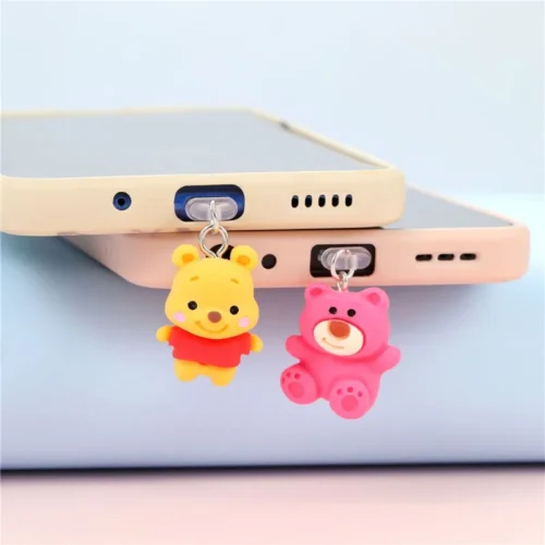MINISO 3D Lotso Phone Anti-Dust Plug For iPhone Samsung Xiaomi Huawei Type C Android Charging Port Protectors Resin Dustplugs