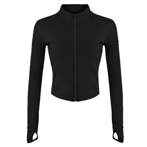 Women’s Tracksuit Jacket Slim Fit Long Sleeved Fitness Coat Yoga Crop Tops With Thumb Holes Gym Jacket Workout Sweatshirts