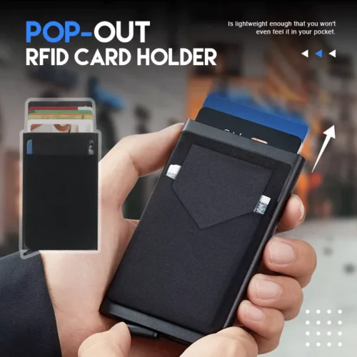 DIENQI Rfid Smart Minimalist Metal Thin Pop-upable Wallet for Men and Women