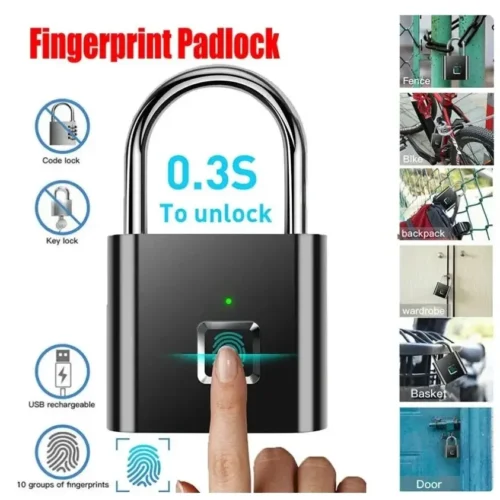 Fingerprint Lock Keyless Waterproof Anti-Theft Smart Lock Fingerprint Padlock