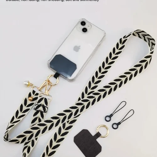 Universal Adjustable Crossbody Cell phone Lanyard Neckband Strap Rope Women Pearl Hanging Ornaments Anti-Lost Lanyards With Clip
