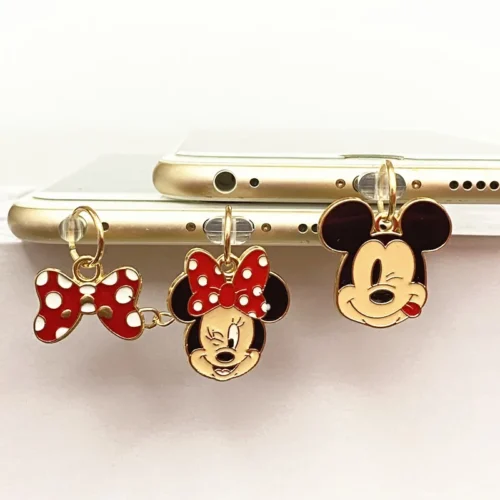 Disney Minnie Mickey Phone Anti-Dust Plug For iPhone Samsung Huawei Type C Android Charging Port Protectors Metal Dustplugs