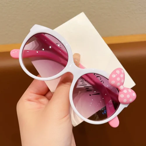 Adorable Color Block With Bow Decor Large Frame Sunglasses