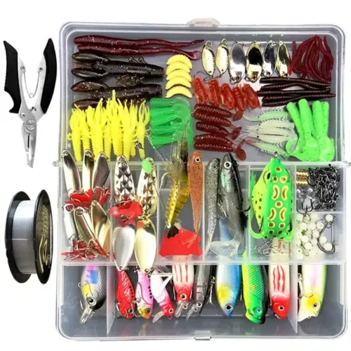 18pcs Fishing Lure Kit Soft and Hard Bait Set Gear Layer Minnow Metal Jig Spoon For Bass Pike Crank Tackle Accessories with Box