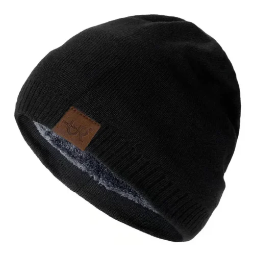 Unisex URGENTMAN Labal Winter Hats Solid Color Knitted Hat