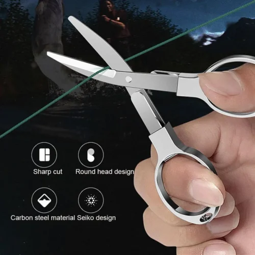 FLYSAND Fishing Line Scissor Portable Folding Safety Scissors Comfortable Zinc Alloy Grip Sharp Stainless Steel Safety Blade