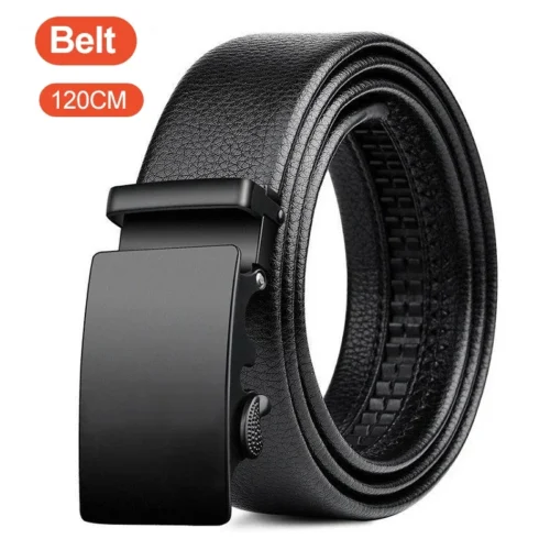 Men Leather Belt Metal Car Automatic Buckle Work Belt High Quality Men 120cm Leather Belt Business