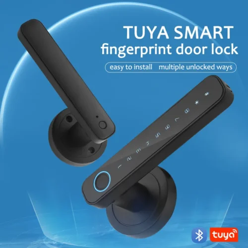 Tuya Smart Fingerprint Door Handle Lock Electronic Password Fingerprint Bluetooth APP Keyless Home Door Lock Office Security