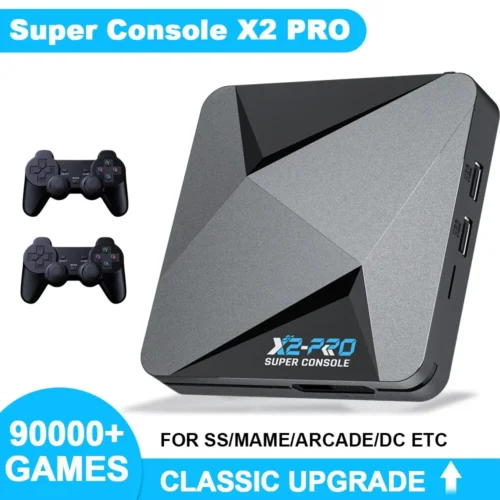 KINHANK Retro Video Game Console Super Console X2 Pro with 90000 Video Games for PS1/DC/MAME/SS with Gamepad Kid Gift Game Box