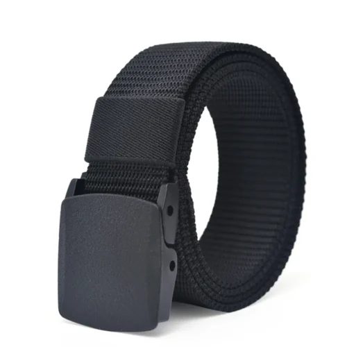 Plastic Buckle Nylon Canvas Belt Men Women Outdoor Work, 1.5inch Wide Metal-free Military Tactical Waist Belt