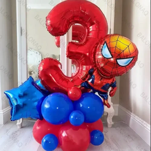 21pcs Spiderman Balloons Red star Foil Balloon Boy Happy Birthday Party Decoration Superhero Children’s Inflatable Toys