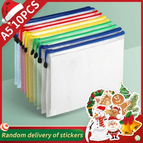 Christmas Stickers A5 Mesh Zipper Bag, Document Storage Bag