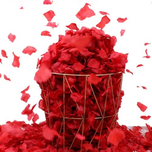 Red Silk Rose Petals Fake Flowers Decor