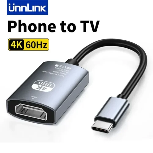 Unlink 4K 60Hz USB C to HDMI Adapter Type C Thunderbolt 3 to HDMI Converter for Macbook SamsungLaptop Phone to TV Cable