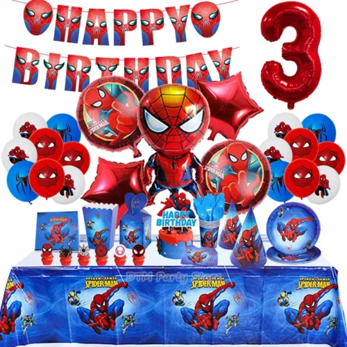 SpiderMan Birthday Party Decorations For Kids – Balloons Tableware