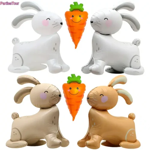 Easter Standing Bunny Balloon Rabbit Carrot Balloon Party Foil Balloon Kids Inflation Toy Balloon Spring Easter Party Decoration
