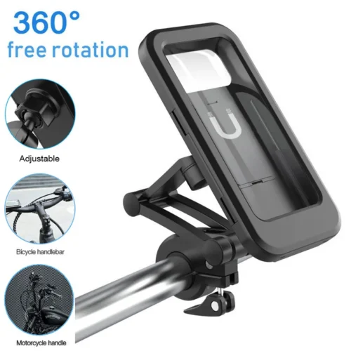 Waterproof Bicycle Mobile Phone Holder Support Universal Motorcycle GPS 360°Swivel Adjustable Bike Cellphone Holder