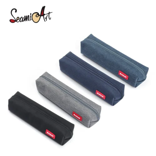 SeamiArt 1pc Small Solid Color Simple Zipper Kawai Pencil Case