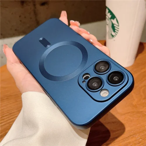 Luxury For Magsafe Wireless Charging Case For iPhone Magnetic Phone Cases Lens Protector Matte Cover