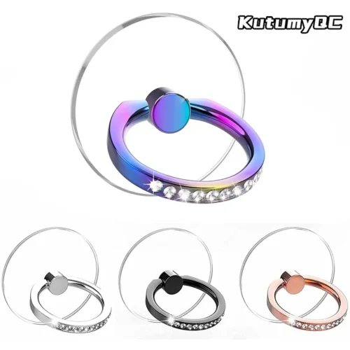 Diamond Cell Phone Ring Holder Stand Transparent Finger Grip Clear 360° Degree Rotation Kickstand Compatible iPhones