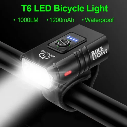1000LM Bike Light  Headlight T6 Bicycle Flashlight LED USB Rechargeable Torch Aluminum Alloy Cycling High Beam Low Accessories