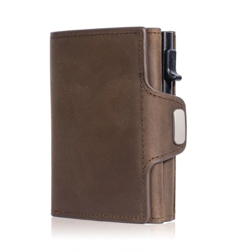 Pop-Up Credit Card Case with RFID Protection Genuine Leather