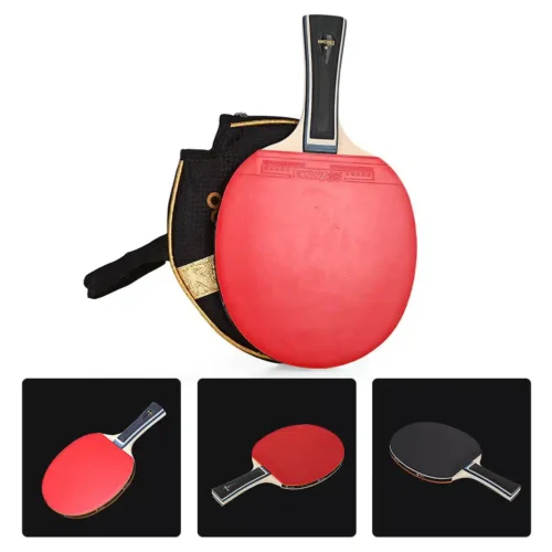 1 Set Of Table Tennis Racket Strong Rotation With Table Tennis Bag 7 Layers Plywood Table Tennis Racket Paddle Long Handle