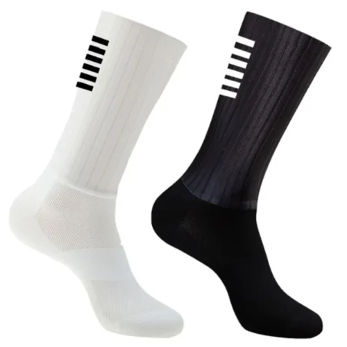 Anti Slip Silicone Summer Aero Socks Whiteline Cycling Socks Men Bicycle Sports Running Bike Socks Calcetines