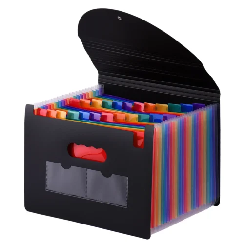 24 Pockets Expanding File Folder with Cover Accordion File Organizer