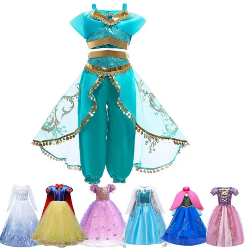 Girls Jasmine Princess Dress Fancy Dress